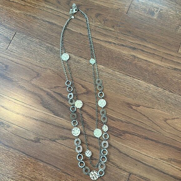 Chico’s long gold tone, bronze & silver double strand necklace - Picture 3 of 4